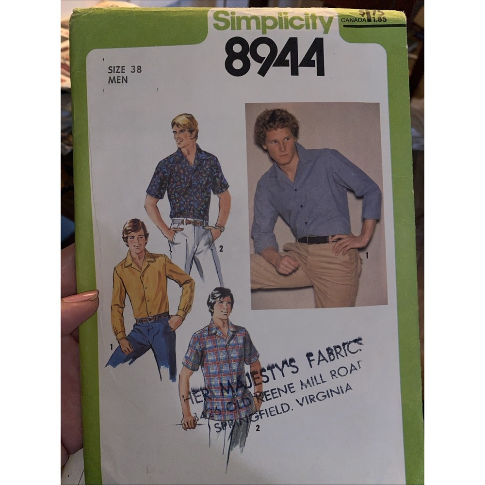 Vintage 1979 Simplicity Men's Shirt Pattern 8944 Size 38 Cut Complete 70s Retro